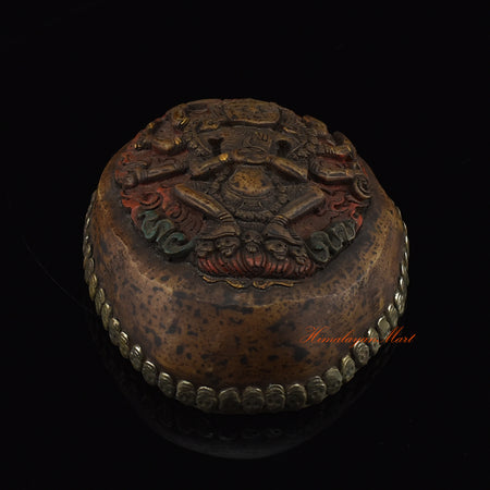 Bottom view of the Mahakali Carved Resin Kapala showing base detailing and craftsmanship