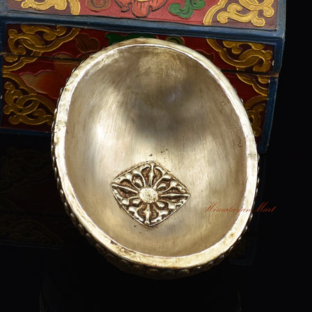 Back view of the Manjushri Carved Resin Kapala showing the rear detailing and resin construction