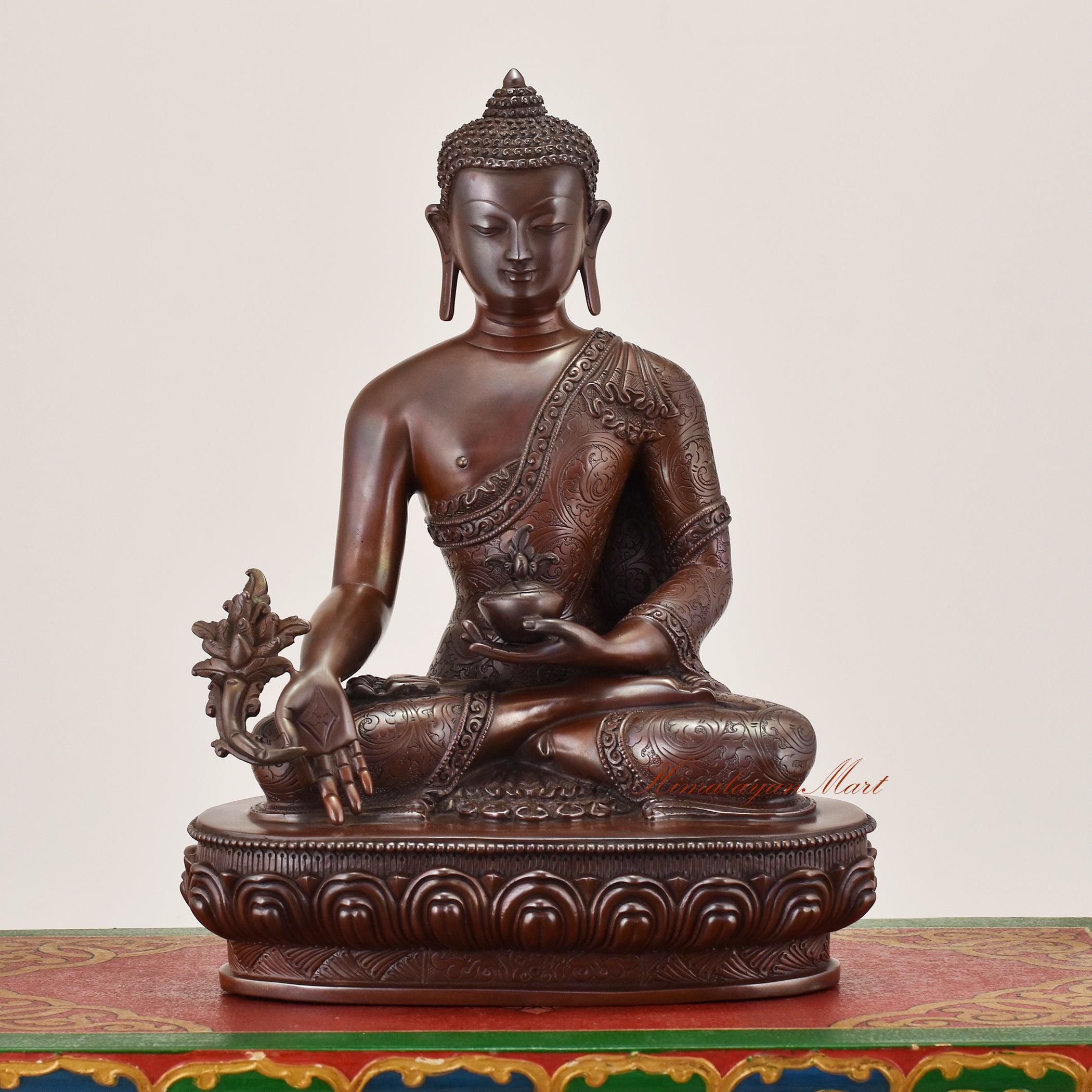 Medicine Buddha Idol sacred copper alloy statue representing healing wisdom and compassion in traditional Tibetan Buddhist form