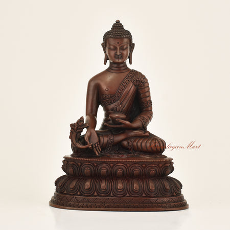 Medicine Buddha Oxidized Statue with premium oxidation finish in copper alloy