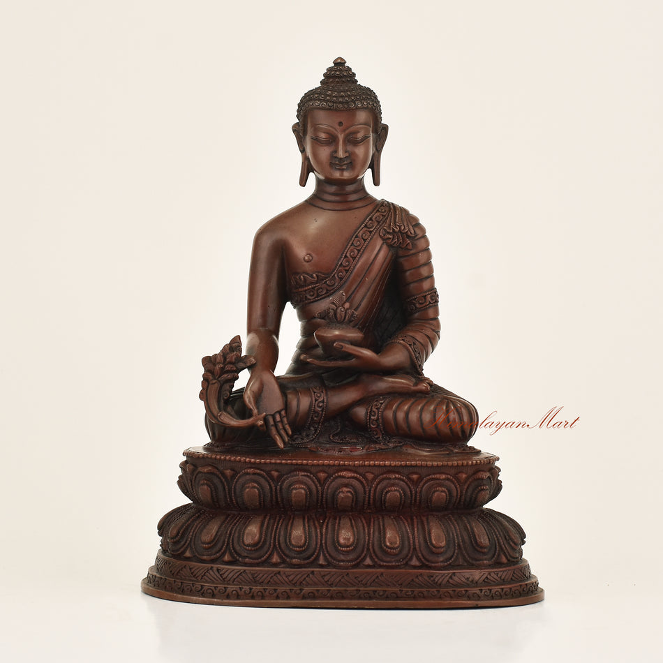 Medicine Buddha Oxidized Statue with premium oxidation finish in copper alloy
