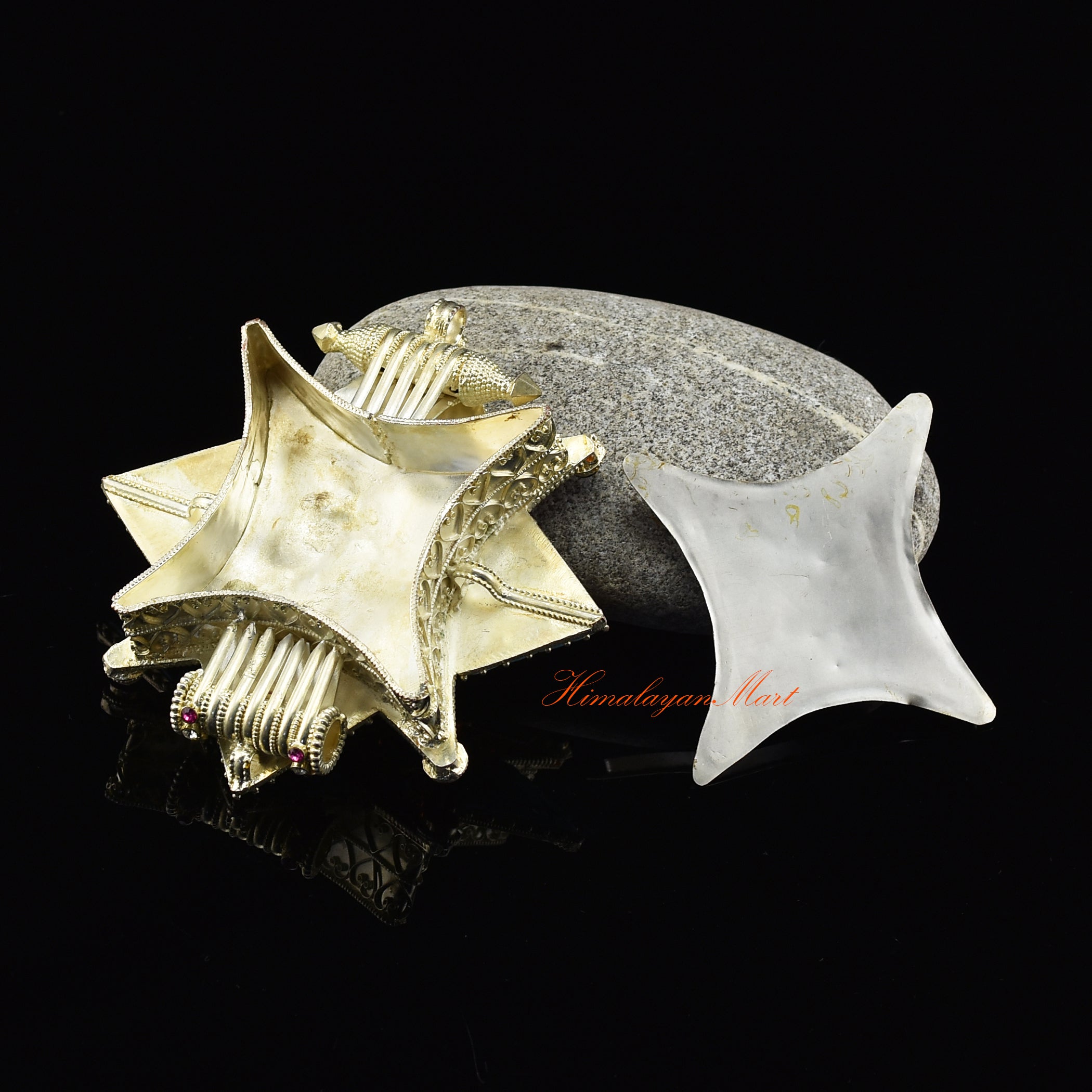 Open Ghau prayer box pendant from Meditation Prayer Box Jewelry, revealing space for mantras or protective blessings.