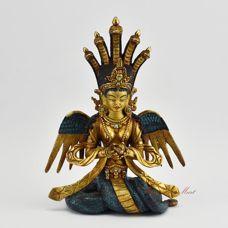 Naga Kanya Statue with 24-karat gold gilding and hand-painted antique accents