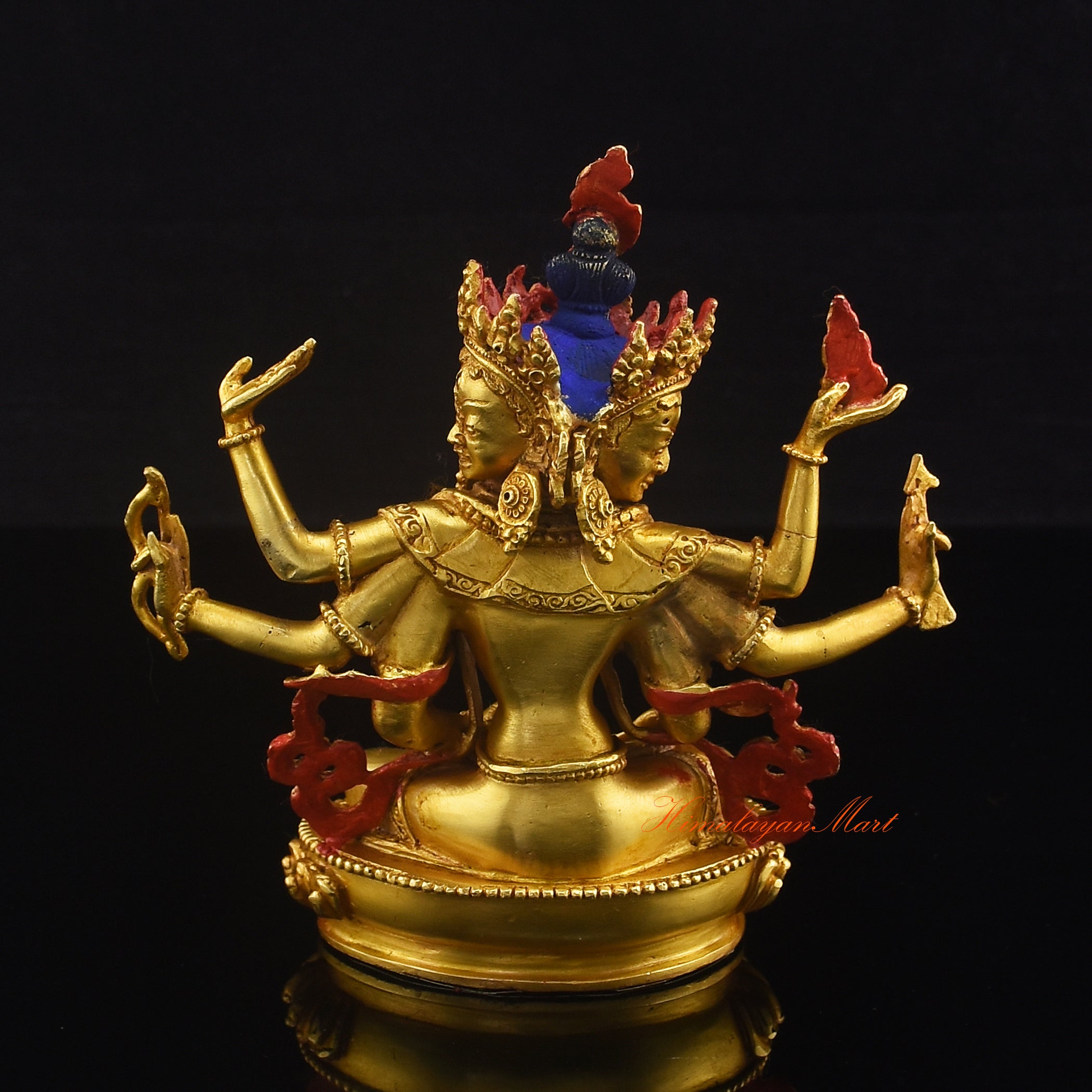 Back view of Namgyalma Buddha Statue, handcrafted copper alloy with gold plating, Nepal