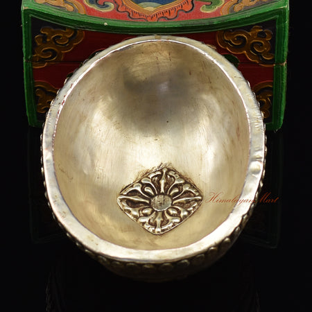 Back view of the Namtose Vaisravana Resin Kapala showing the rear detailing and resin construction