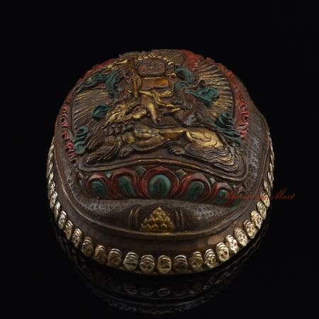 Bottom view of the Namtose Vaisravana Resin Kapala showing the base and resin craftsmanship