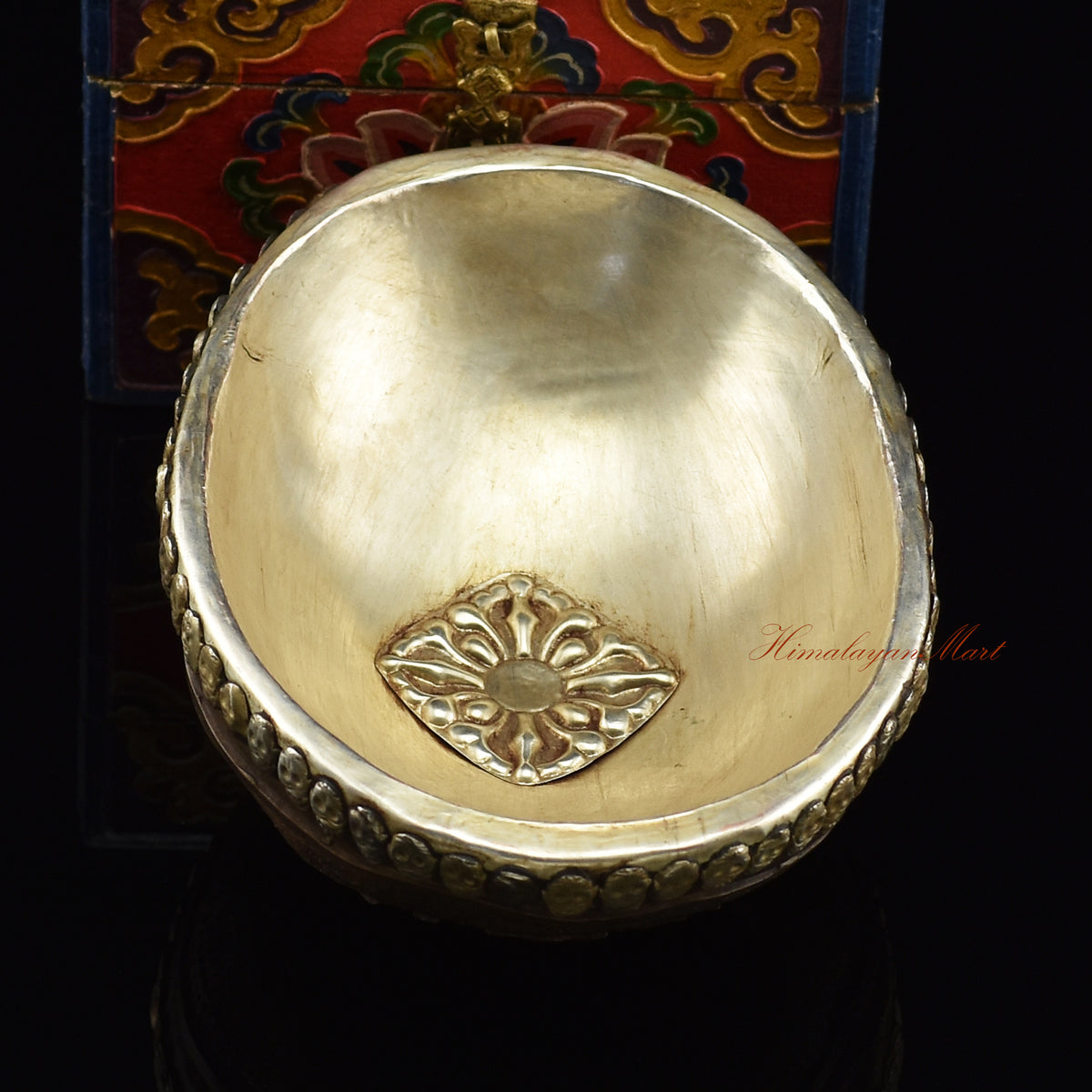 Back view of the Panjarnata Mahakala Resin Kapala showing the rear detailing and resin construction