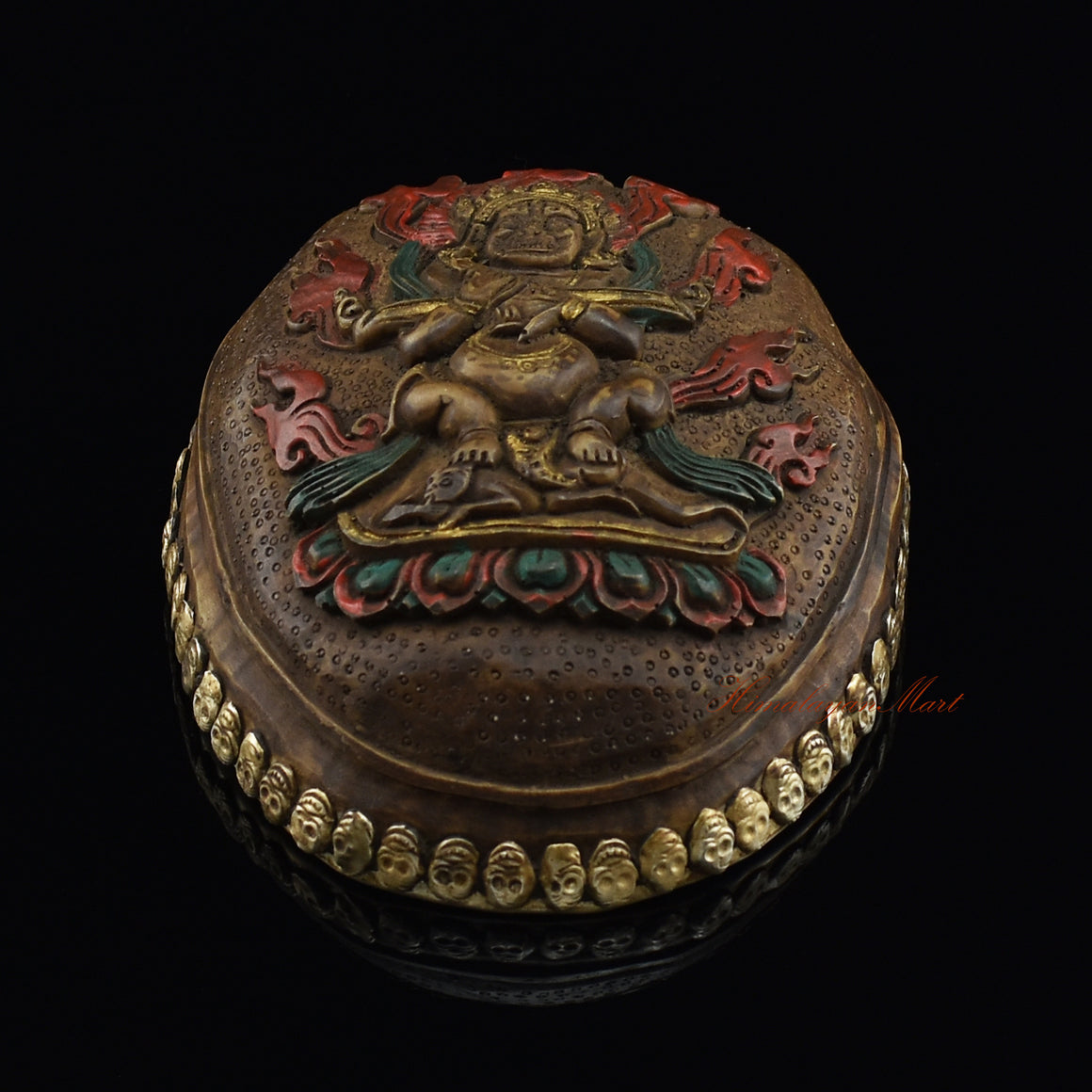 Bottom view of the Panjarnata Mahakala Resin Kapala showing the base and resin craftsmanship