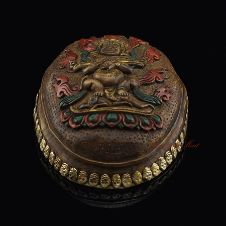 Bottom view of the Panjarnata Mahakala Resin Kapala showing the base and resin craftsmanship