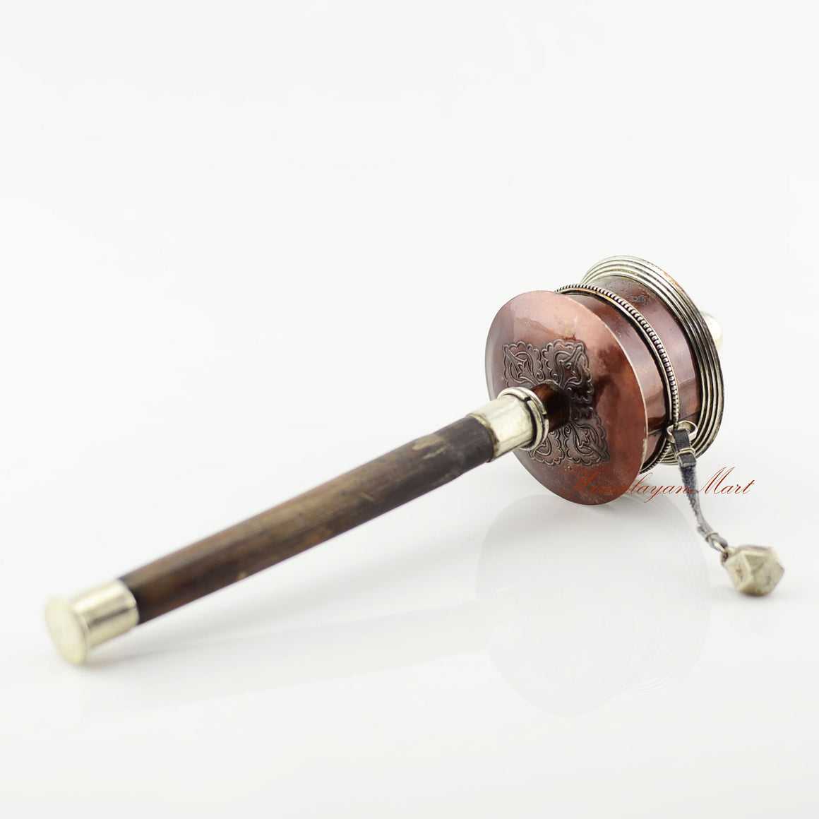 Detailed right view of Portable Handheld Prayer Wheel highlighting craftsmanship