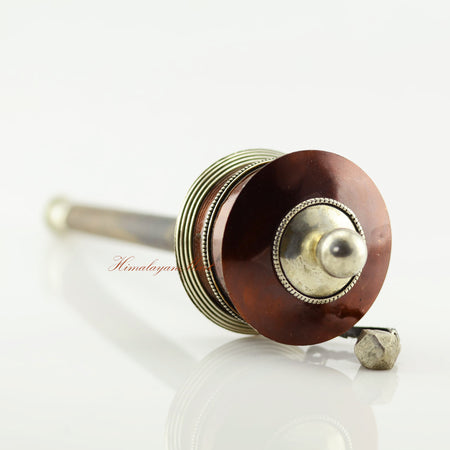 Top view of Portable Handheld Prayer Wheel for meditation and sacred practice