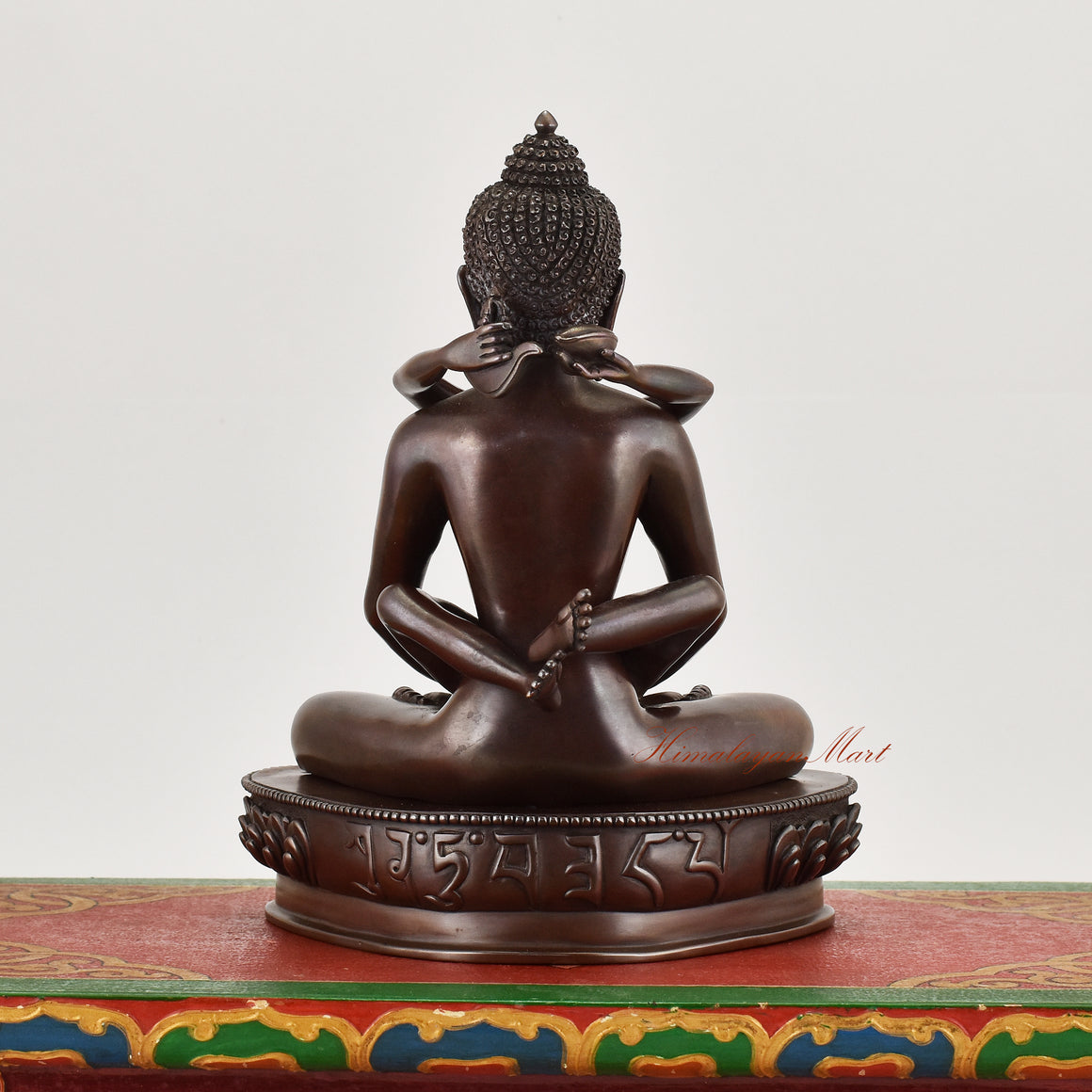 Back view of Primordial Samantabhadra Buddha Statue in sacred Yab-Yum pose displaying traditional Tibetan sculptural detailing and sacred design