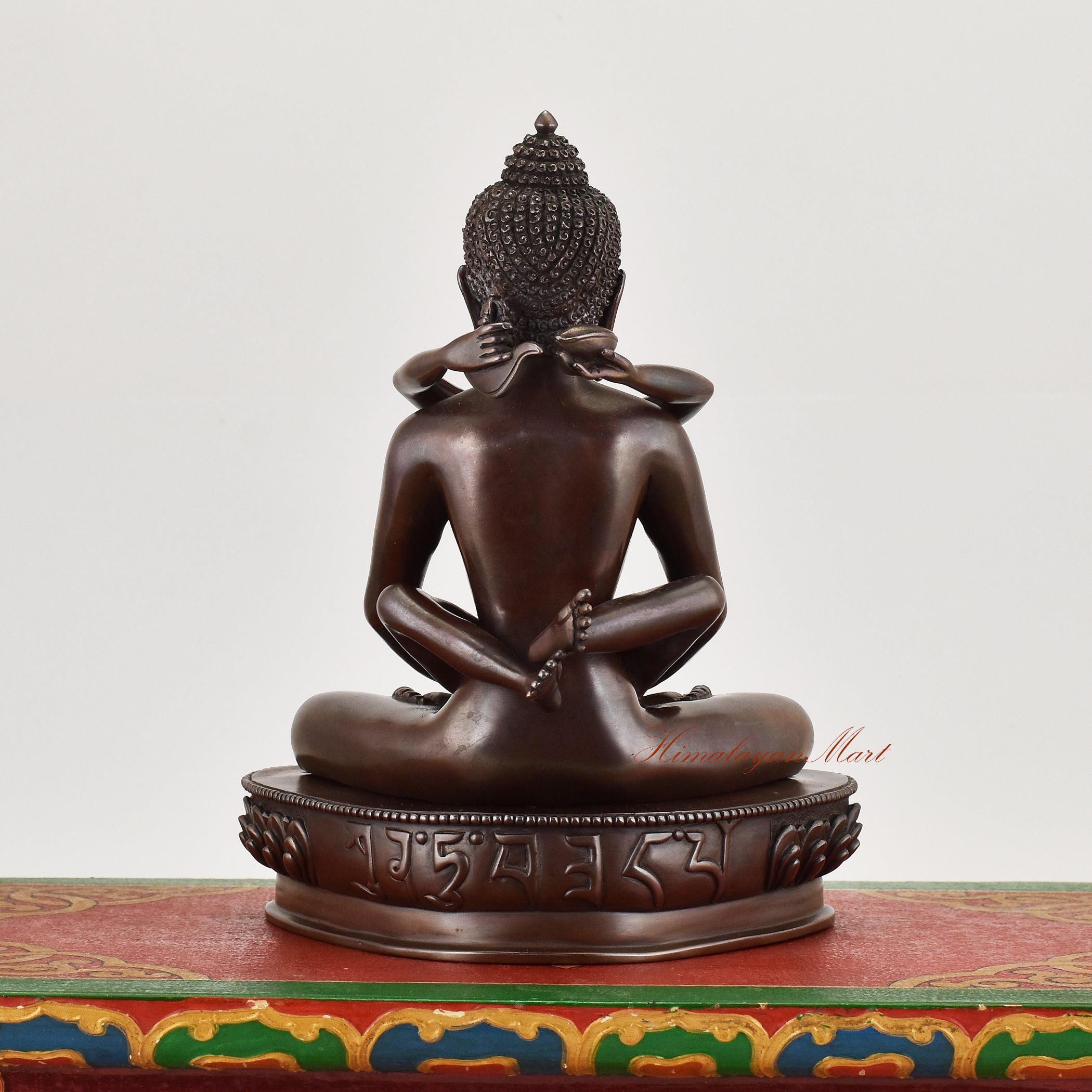 Back view of Primordial Samantabhadra Buddha Statue in sacred Yab-Yum pose displaying traditional Tibetan sculptural detailing and sacred design