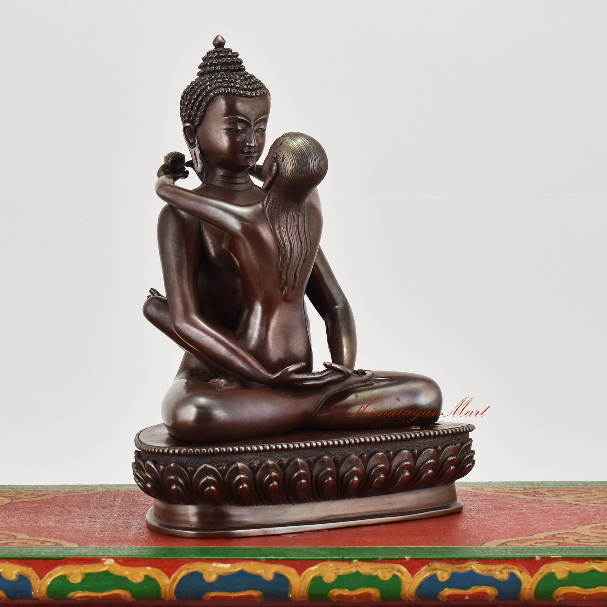 Right-side view of Primordial Samantabhadra Buddha Statue in sacred Yab-Yum pose highlighting detailed craftsmanship and spiritual symbolism