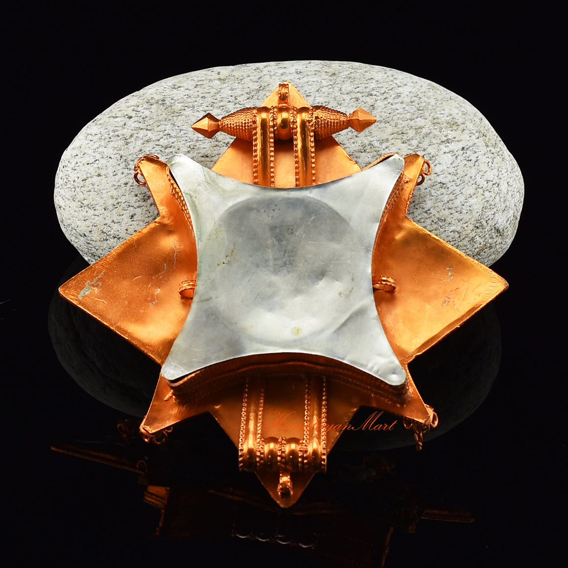 Back view of Religious Ghau Pendant displaying engraved Tibetan motifs and traditional artisan detailing.