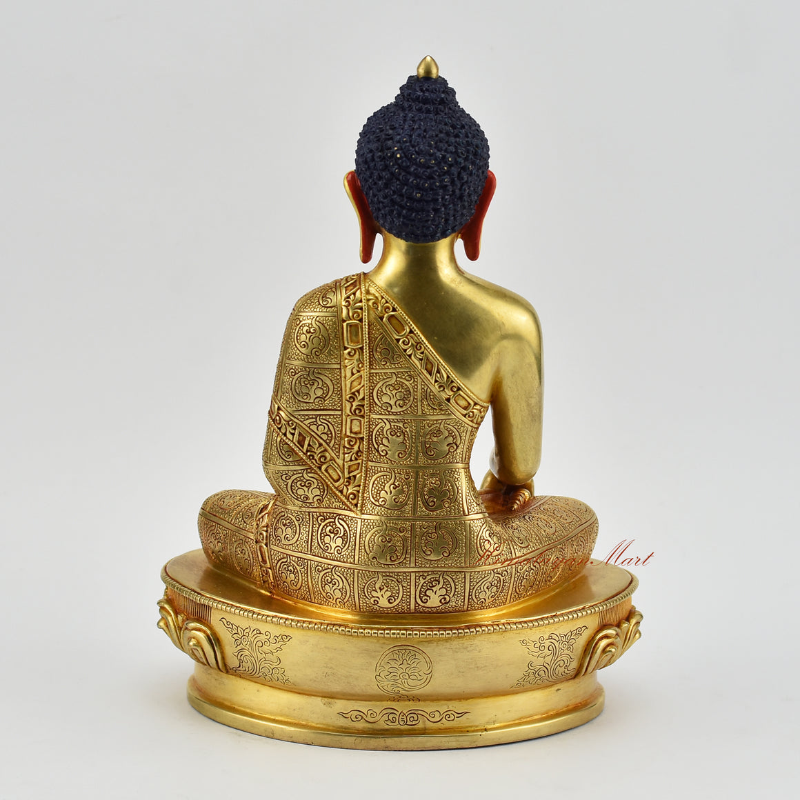 Sacred Shakyamuni Buddha Statue back view showing detailed craftsmanship for altar display