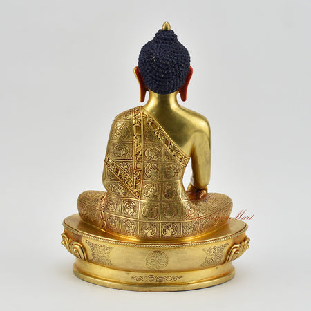 Sacred Shakyamuni Buddha Statue back view showing detailed craftsmanship for altar display