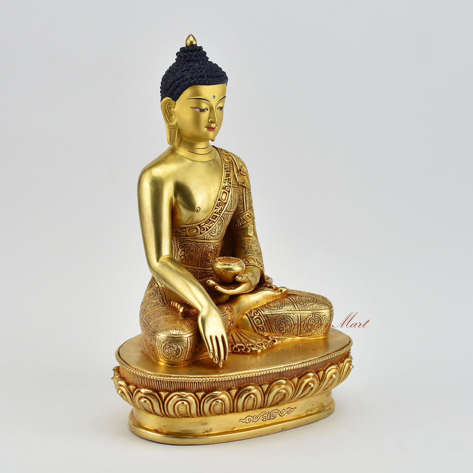 Sacred Shakyamuni Buddha Statue right side view for meditation altar and spiritual practice