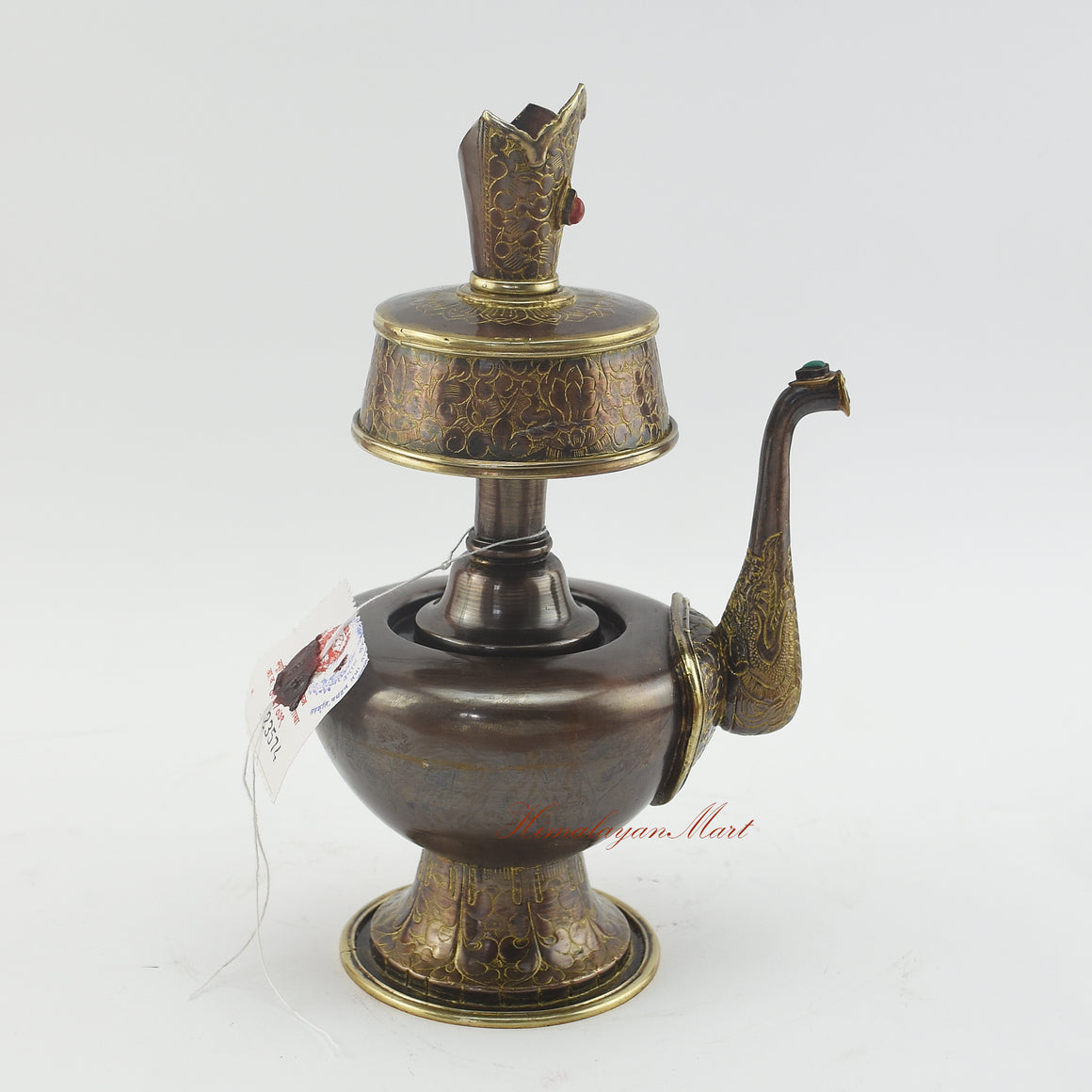 Right side view of Sacred Traditional Bhumba with coral and turquoise stone embellishments