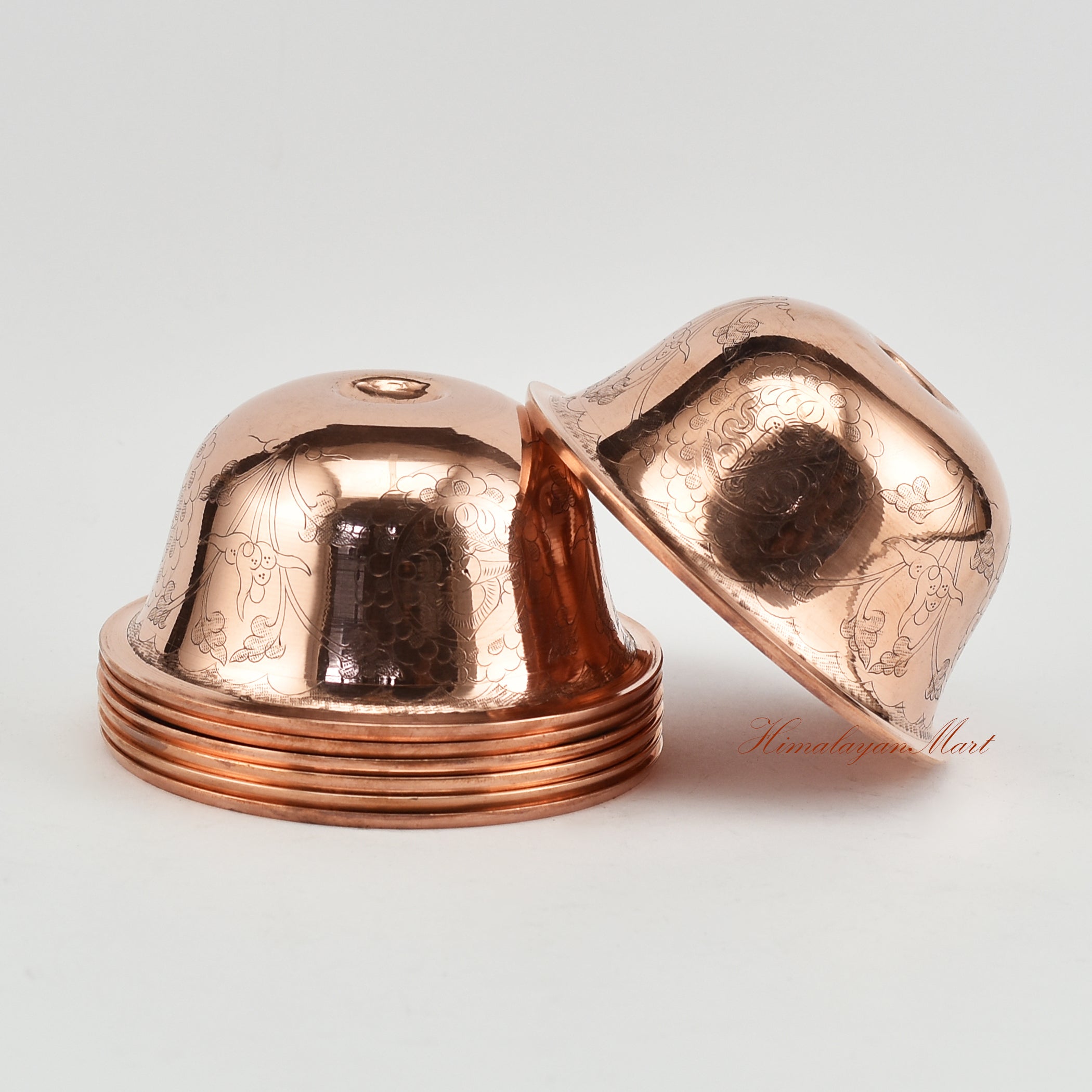 Side profile of Seven Water Offering Bowl Set traditional Tibetan Buddhist altar bowls