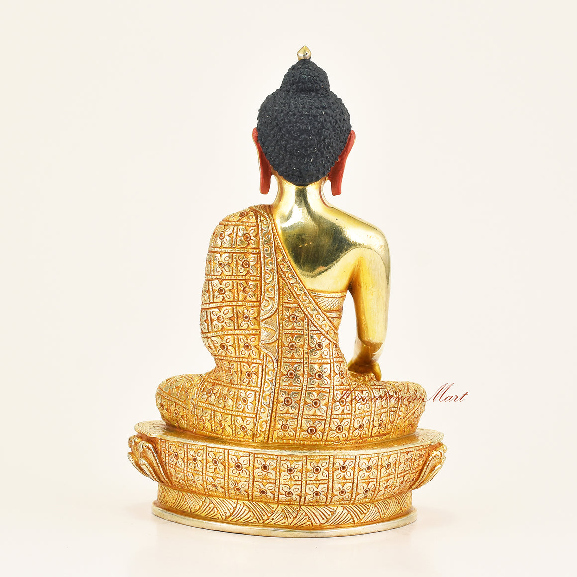 Back view of Shakyamuni Buddha Handmade Statue crafted using the traditional Lost-Wax Method