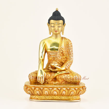 Shakyamuni Buddha Handmade Statue with 24-karat gold gilding and hand-painted face