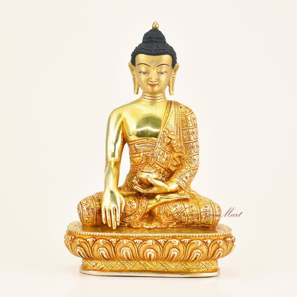Shakyamuni Buddha Handmade Statue with 24-karat gold gilding and hand-painted face
