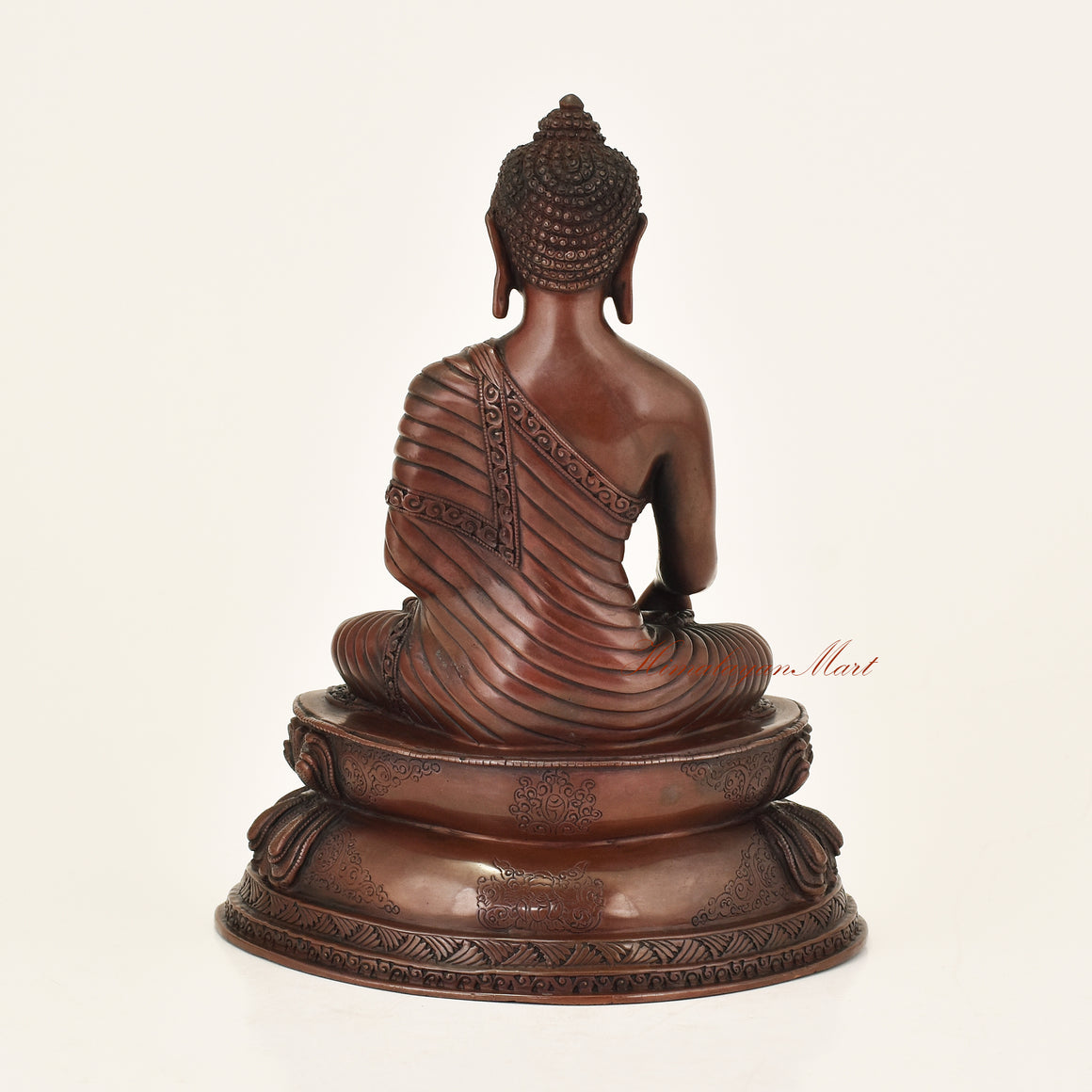 Back view of Shakyamuni Buddha Oxidized Statue crafted using the traditional Lost-Wax Method