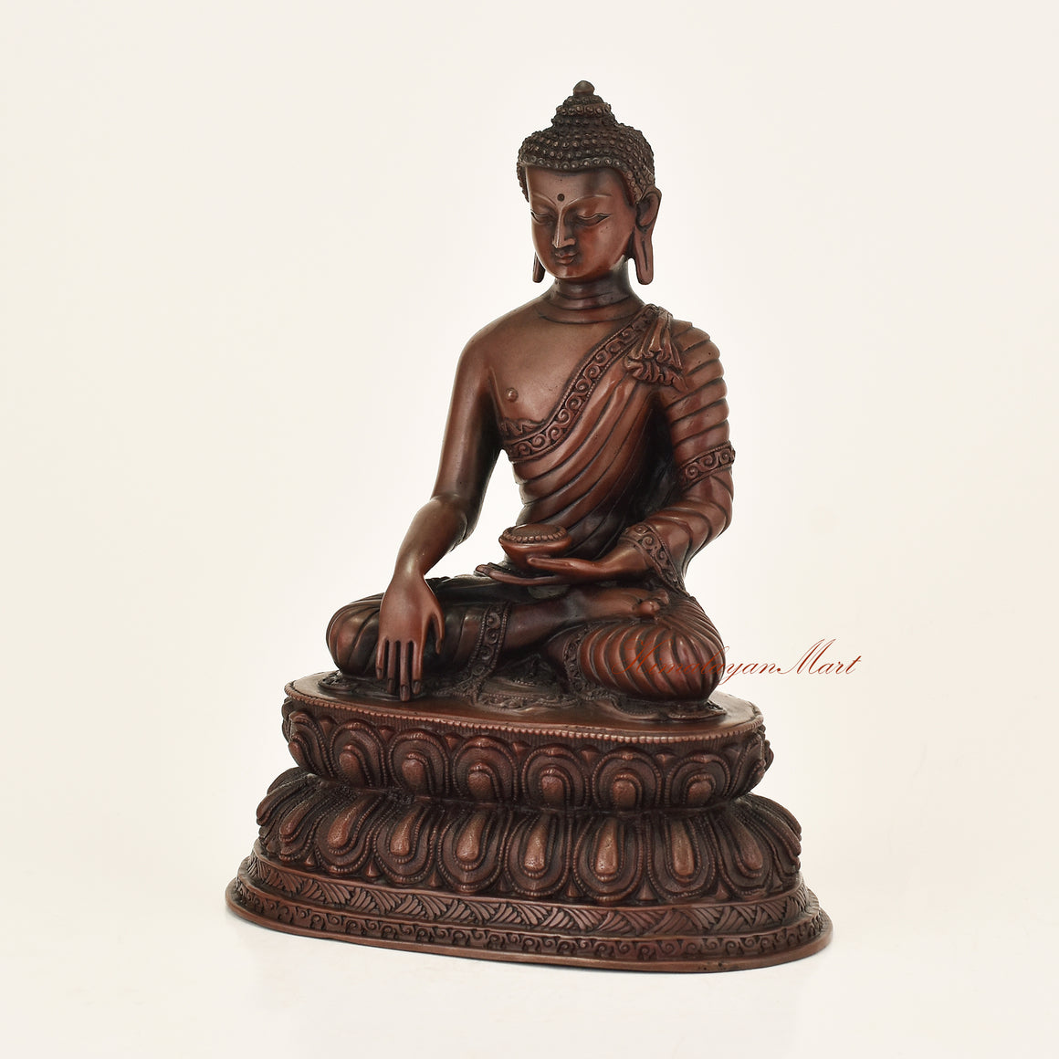 Left side view of Shakyamuni Buddha Oxidized Statue in copper alloy