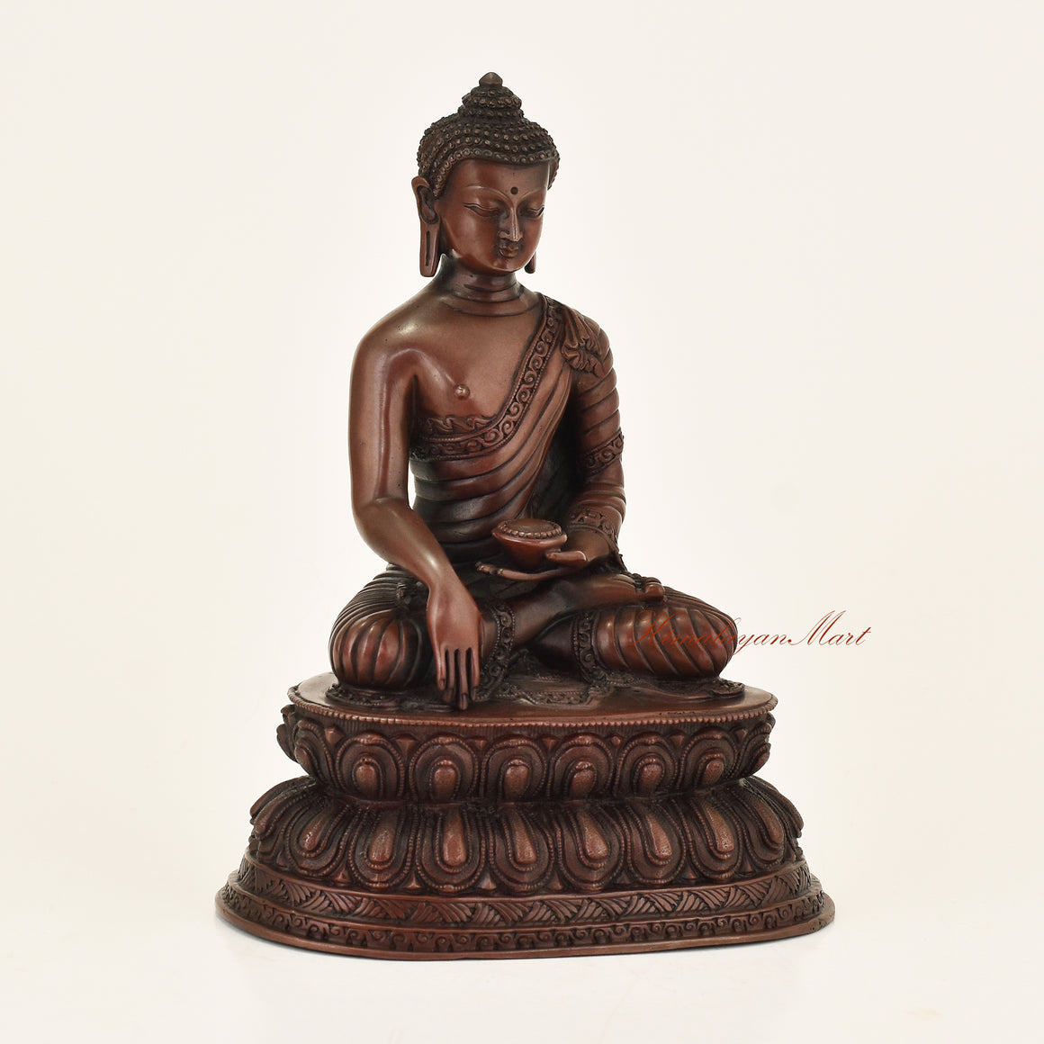 Right side view of Shakyamuni Buddha Oxidized Statue showing hand-carved detail