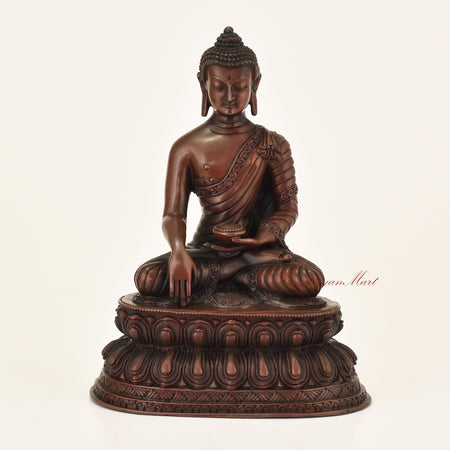 Shakyamuni Buddha Oxidized Statue with premium oxidation finish in copper alloy