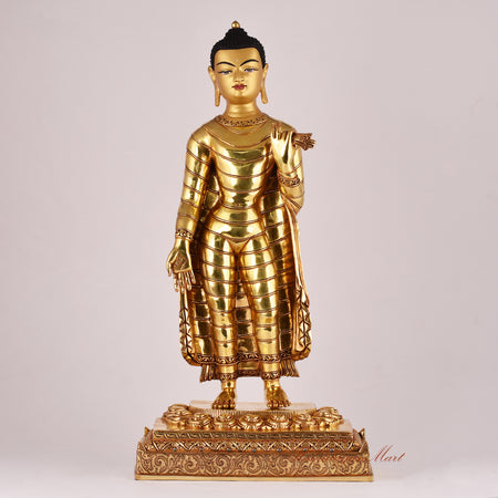 Standing Maitreya Buddha Statue depicting the Future Buddha, a sacred work of art symbolizing compassion, loving-kindness, and enlightenment.