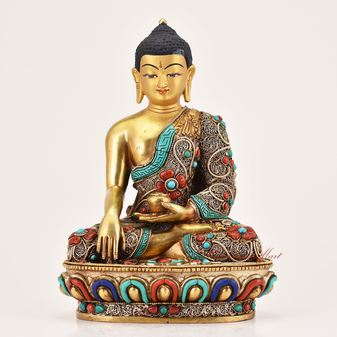 Tibetan altar statue of Shakyamuni Buddha, handcrafted meditation sculpture for Buddhist shrine and sacred decor
