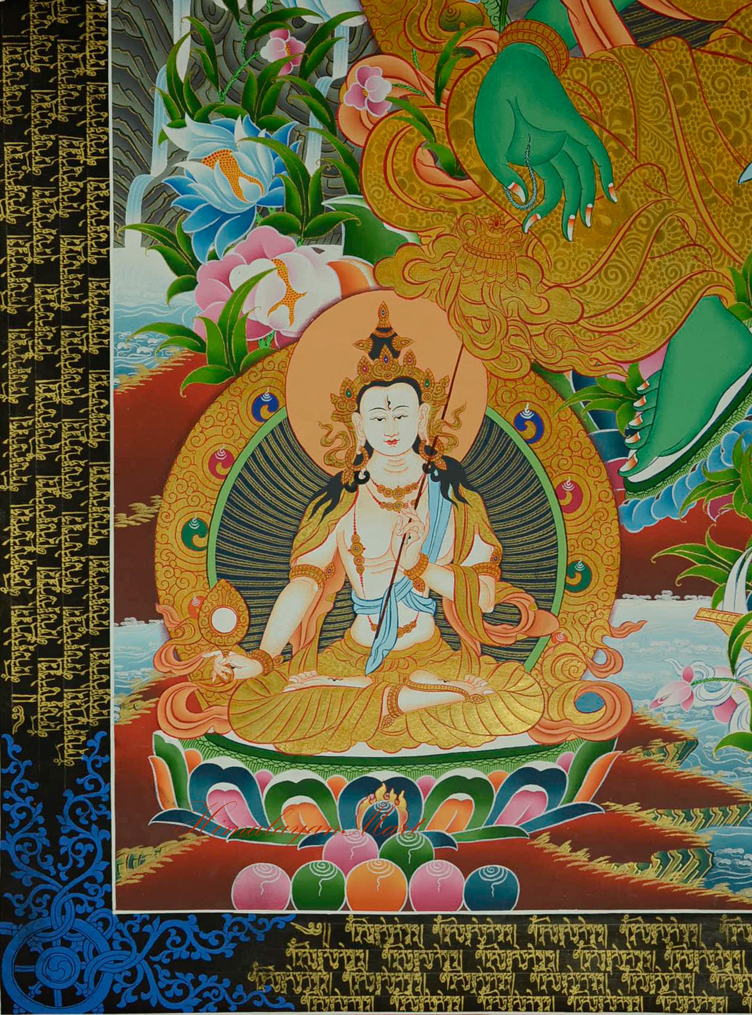 White Umbrella Tara (Sitatapatra) depicted in the lower right of the Tibetan Green Tara Thangka.