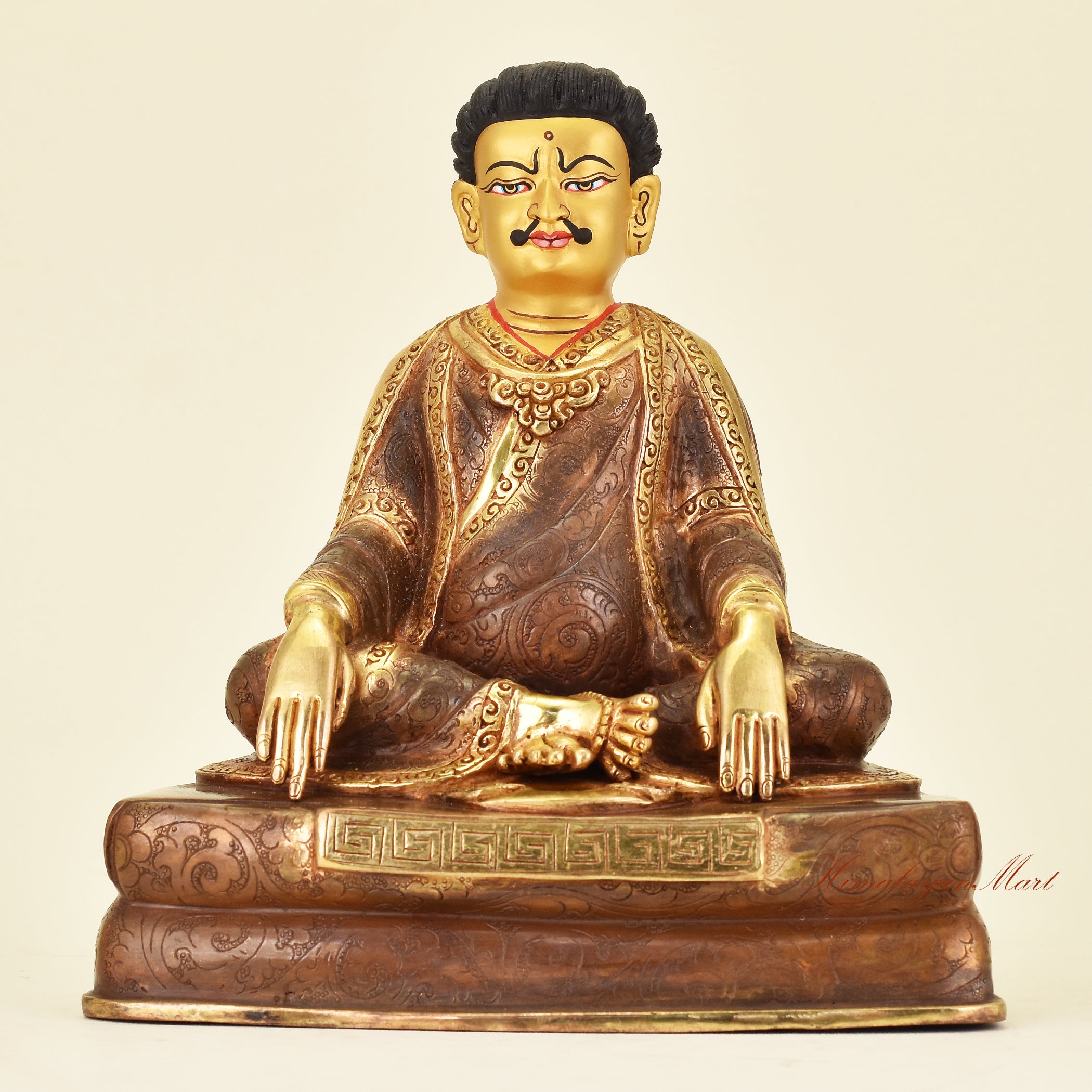 Tibetan Guru Marpa Statue, great Kagyu translator and master seated in traditional posture