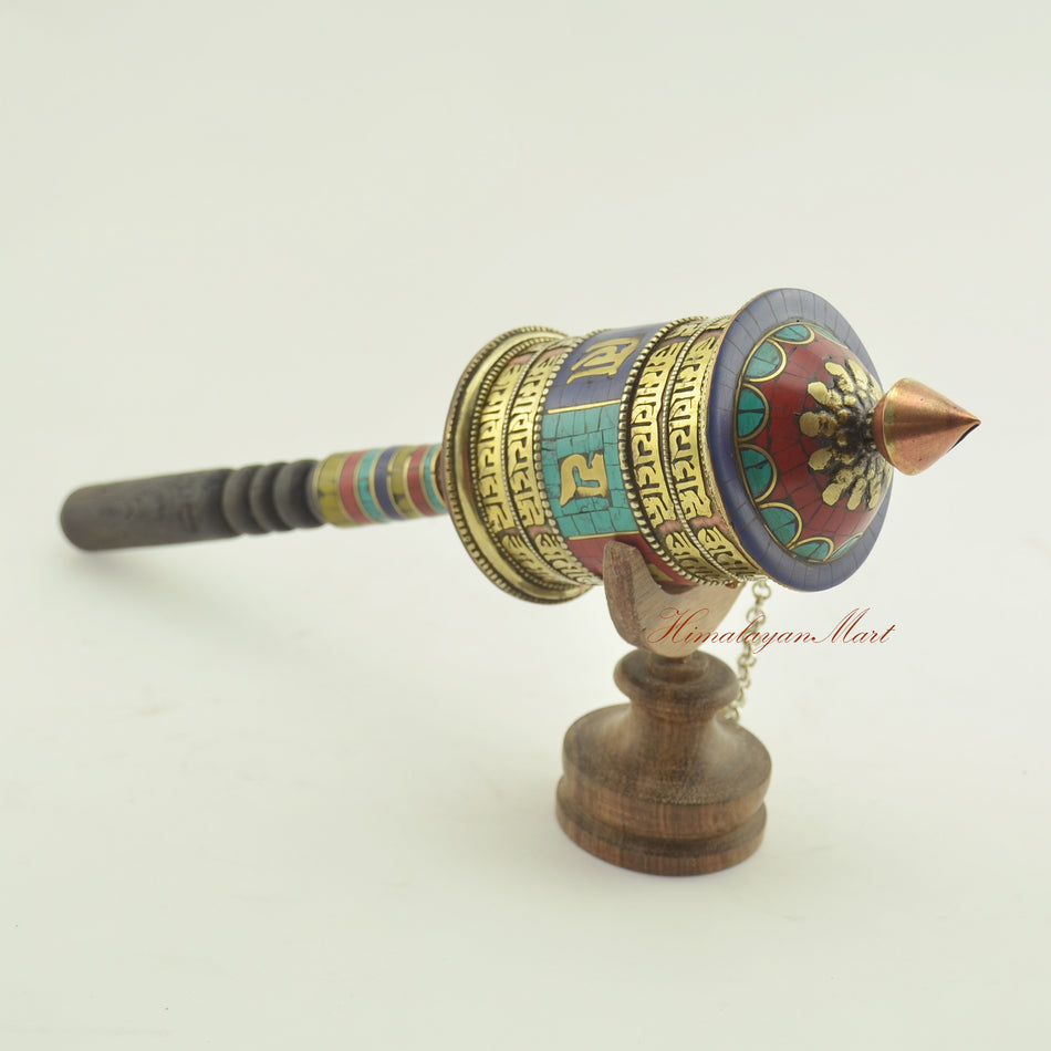 Tibetan Handheld Prayer Wheel – Spiritual tool for Buddhist prayer, meditation, and mindful devotion