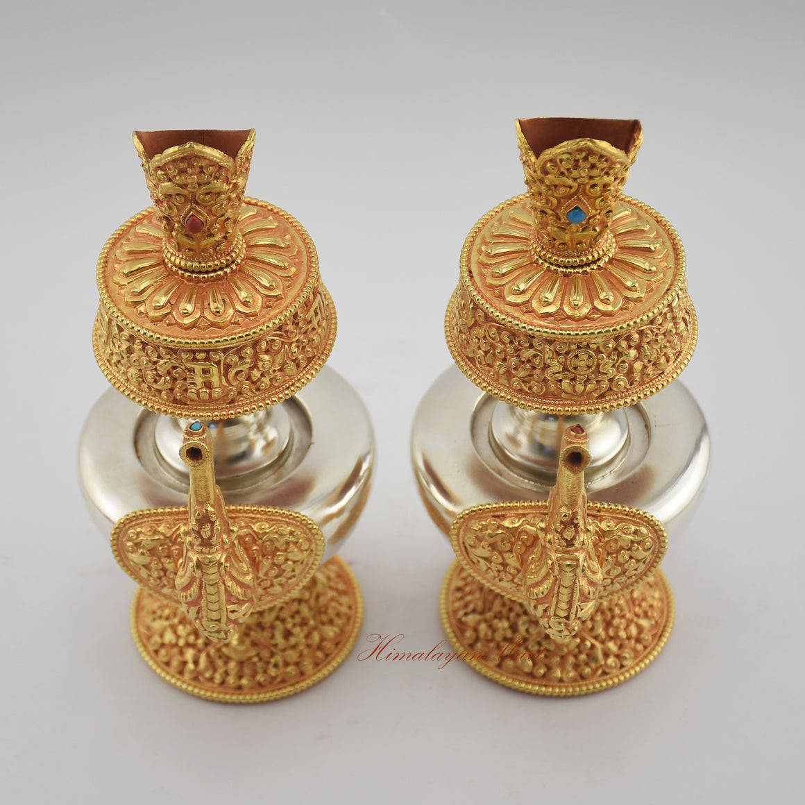 Upper view of Tibetan Ritual Bumpa Vase showing ceremonial opening and intricate craftsmanship