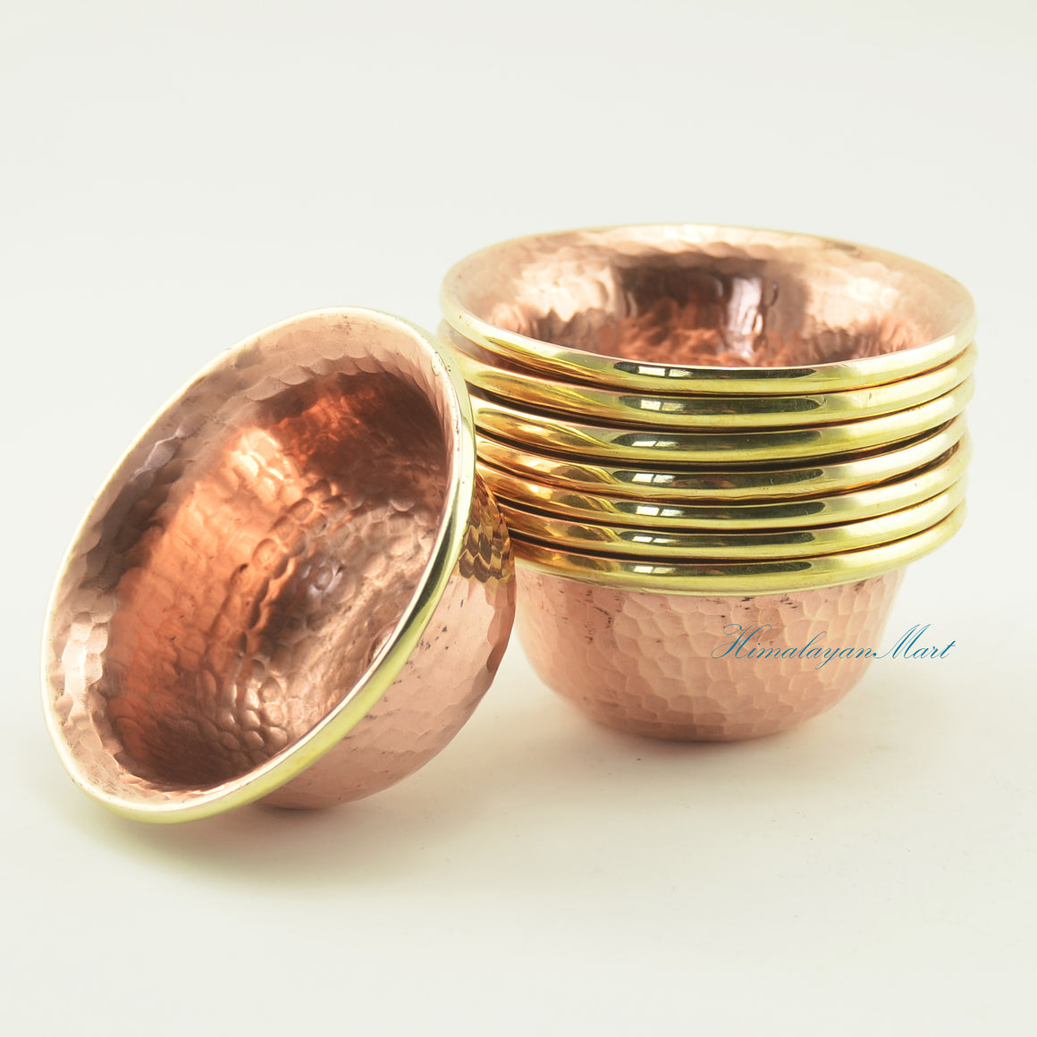 Interior detail of Tibetan Ritual Offering Bowl Set showing smooth copper alloy finish for water offerings