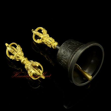 Right side view of Himalayan vajra bell shrine set