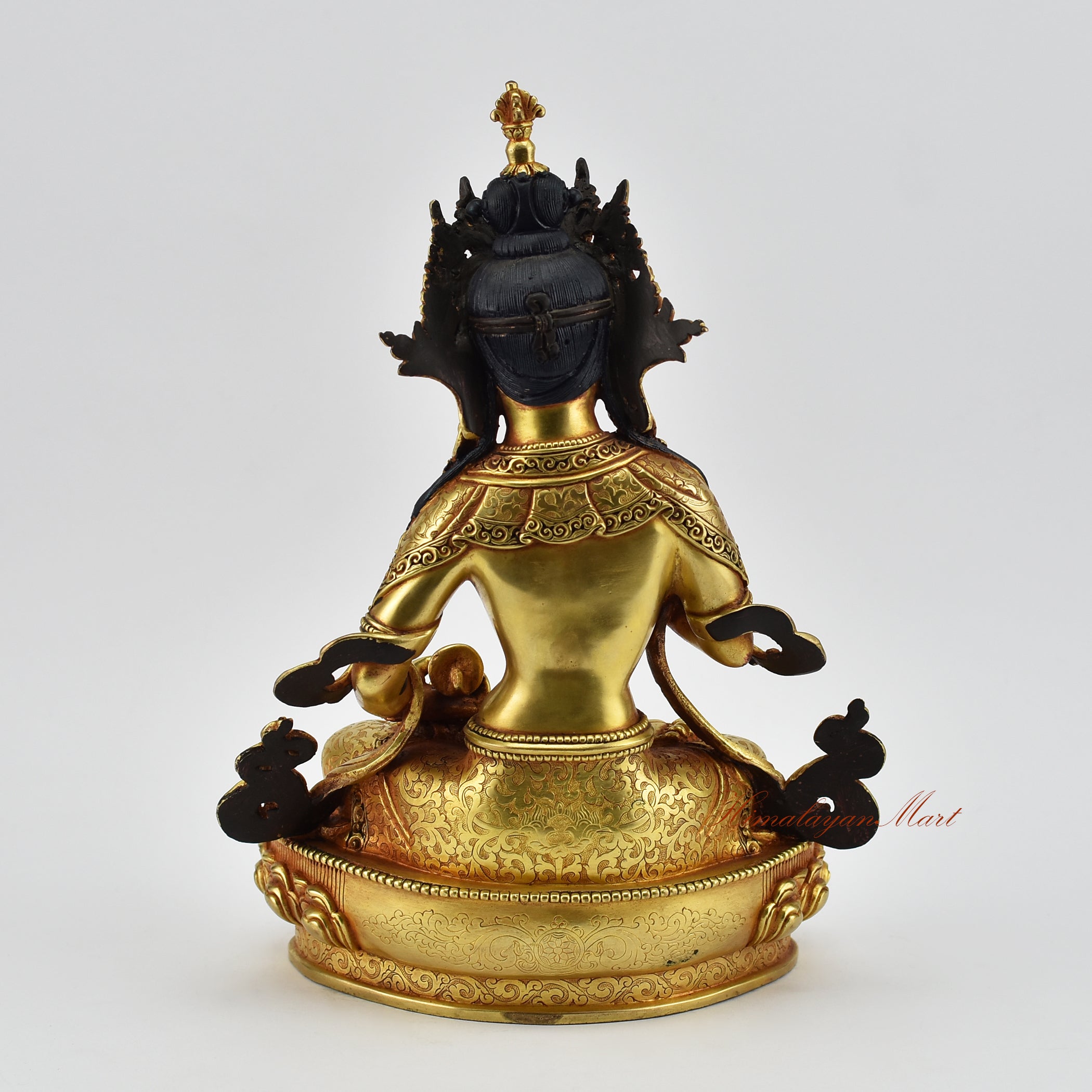 Back view of Vajrasattva statue for sale, copper alloy Buddhist statue with gold finish