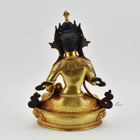 Back view of Vajrasattva statue for sale, copper alloy Buddhist statue with gold finish