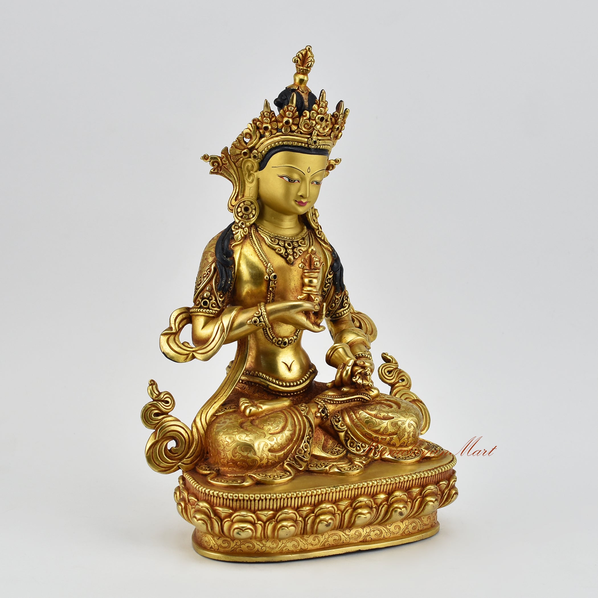 Right view of Vajrasattva statue for sale, handcrafted Buddhist sculpture with intricate detailing