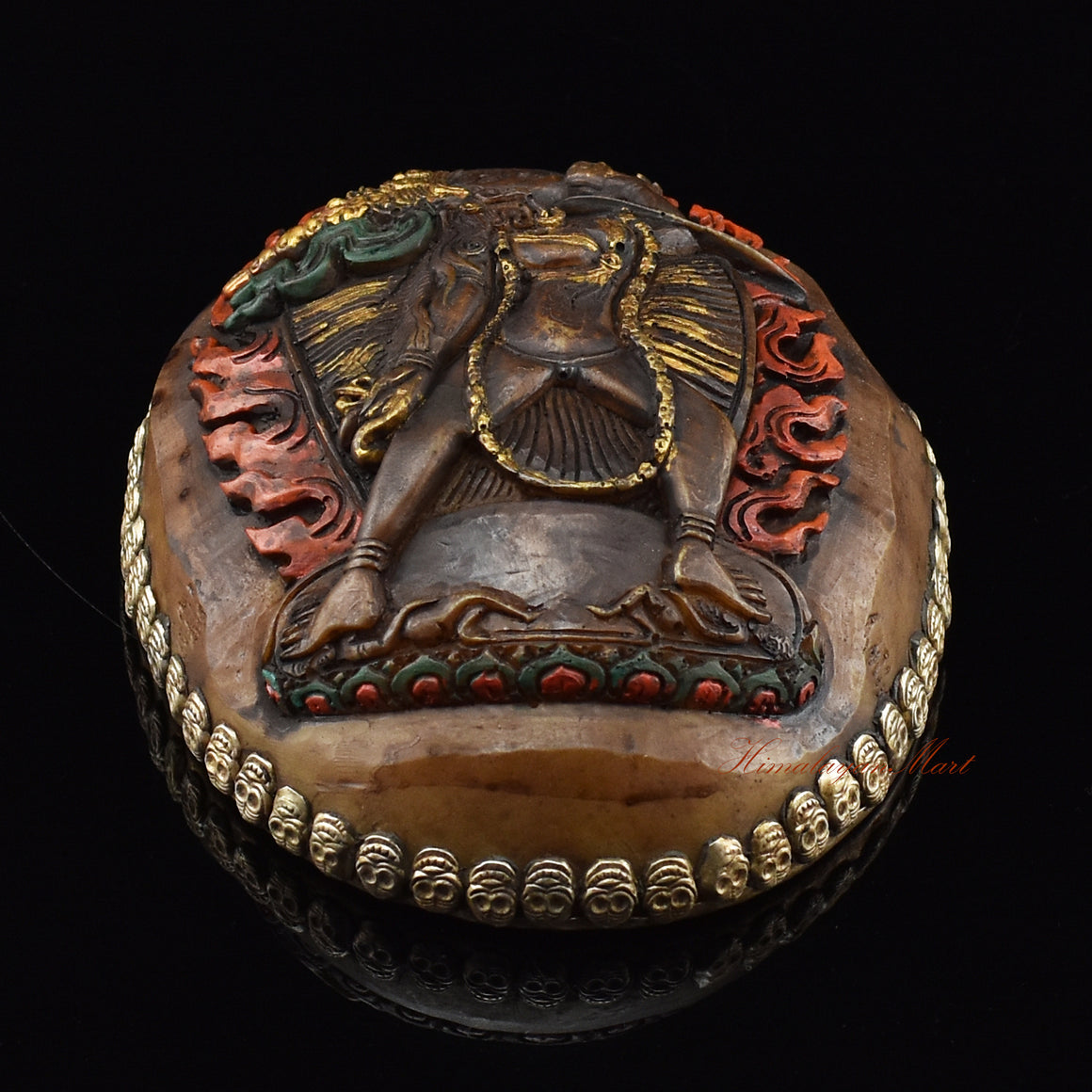 Bottom view of the Vajrayogini Carved Resin Kapala showing base detailing and craftsmanship