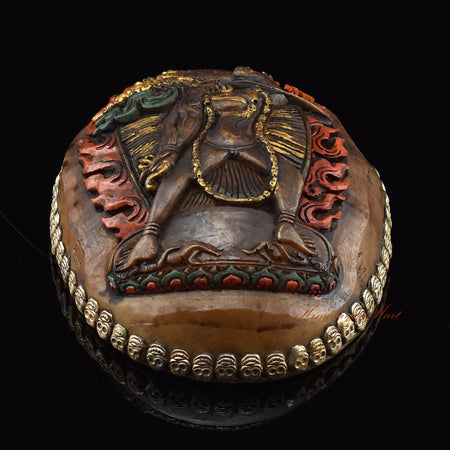 Bottom view of the Vajrayogini Carved Resin Kapala showing base detailing and craftsmanship